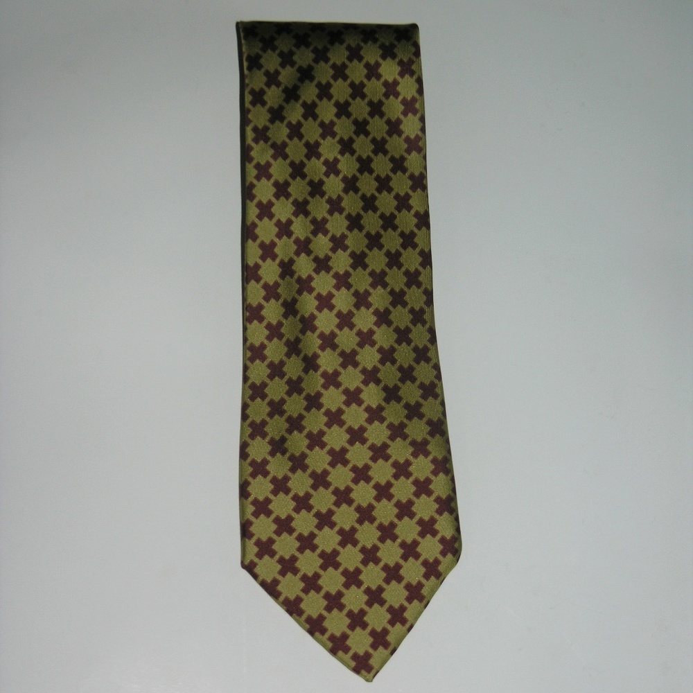 Gene Meyer Mustard Red Foulard Classic Width Silk Tie
